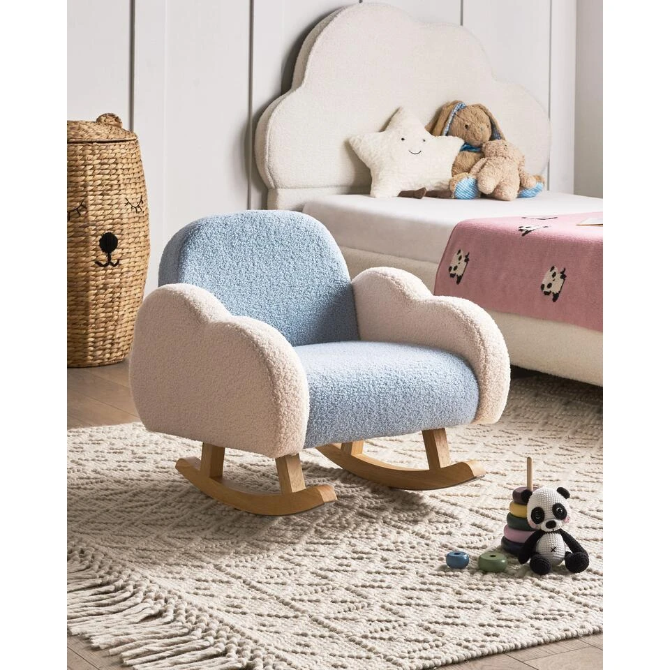 SKARE - Schommelstoel Voor Kinderen - Lichtblauw - Bouclé 4 SKARE - Schommelstoel Voor Kinderen - Lichtblauw - Bouclé - Afbeelding 2