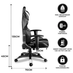 Ocazi Chicago Gaming Stoel - Bureaustoel - Zwart/Wit 12 Ocazi Chicago Gaming Stoel - Bureaustoel - Zwart/Wit -Leen Bakker Winkel 3ab99e79bcfc4d1498deb284be37e9e4