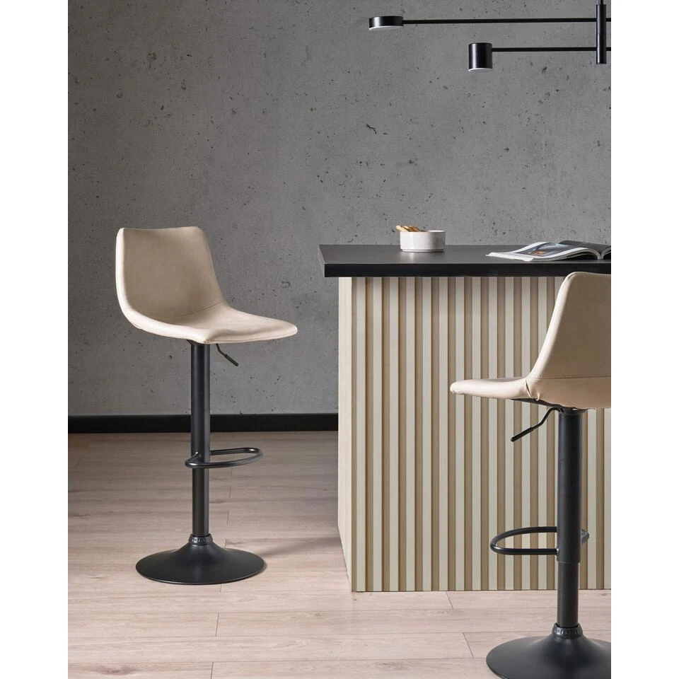 LEBRIJA - Barkruk Set Van 2 - Lichtbeige - Kunstleer 4 LEBRIJA - Barkruk Set Van 2 - Lichtbeige - Kunstleer - Afbeelding 2