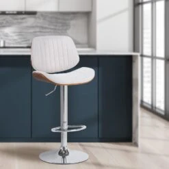 CLP Barkruk Clawson Chroom Frame - Stof - Walnoot/creme -Leen Bakker Winkel 3ce4a8fa95cd4c03b53207bfffb748ad