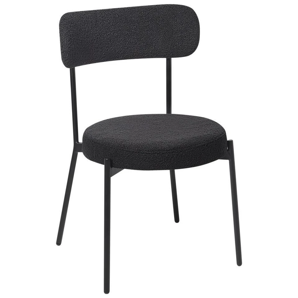 ALLISON - Eetkamerstoel Set Van 2 - Zwart - Bouclé 7 ALLISON - Eetkamerstoel Set Van 2 - Zwart - Bouclé - Afbeelding 5