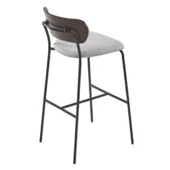 Set Van 2 Barkrukken Van Metaal En Essen Hout, Grijze Stoffen Bekleding -Leen Bakker Winkel 464e58e8d55944ef8e17ec3394bcbbfc