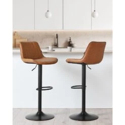 DUBROVNIK - Barkruk Set Van 2 - Bruin - Kunstleer -Leen Bakker Winkel 467b274b13a3409f8c336ec603220aa6