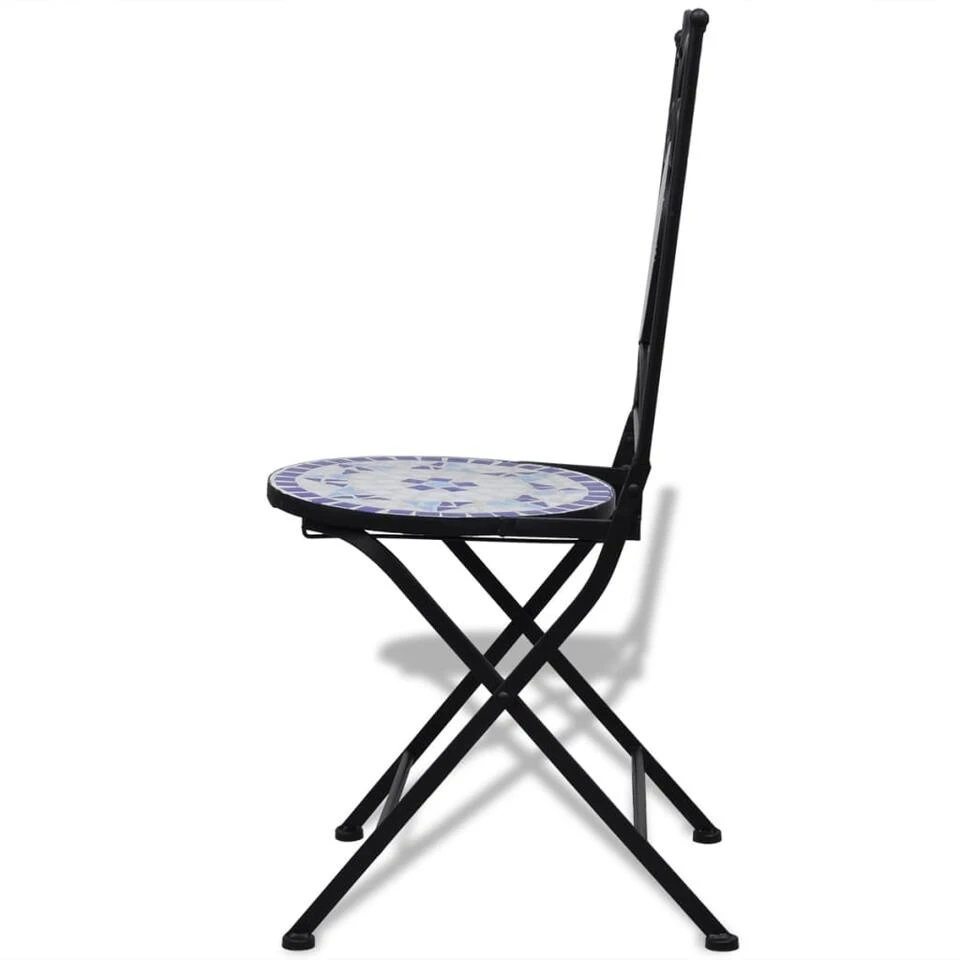 VidaXL Bistrostoelen Inklapbaar 2 St Keramiek Blauw En Wit 5 VidaXL Bistrostoelen Inklapbaar 2 St Keramiek Blauw En Wit - Afbeelding 3