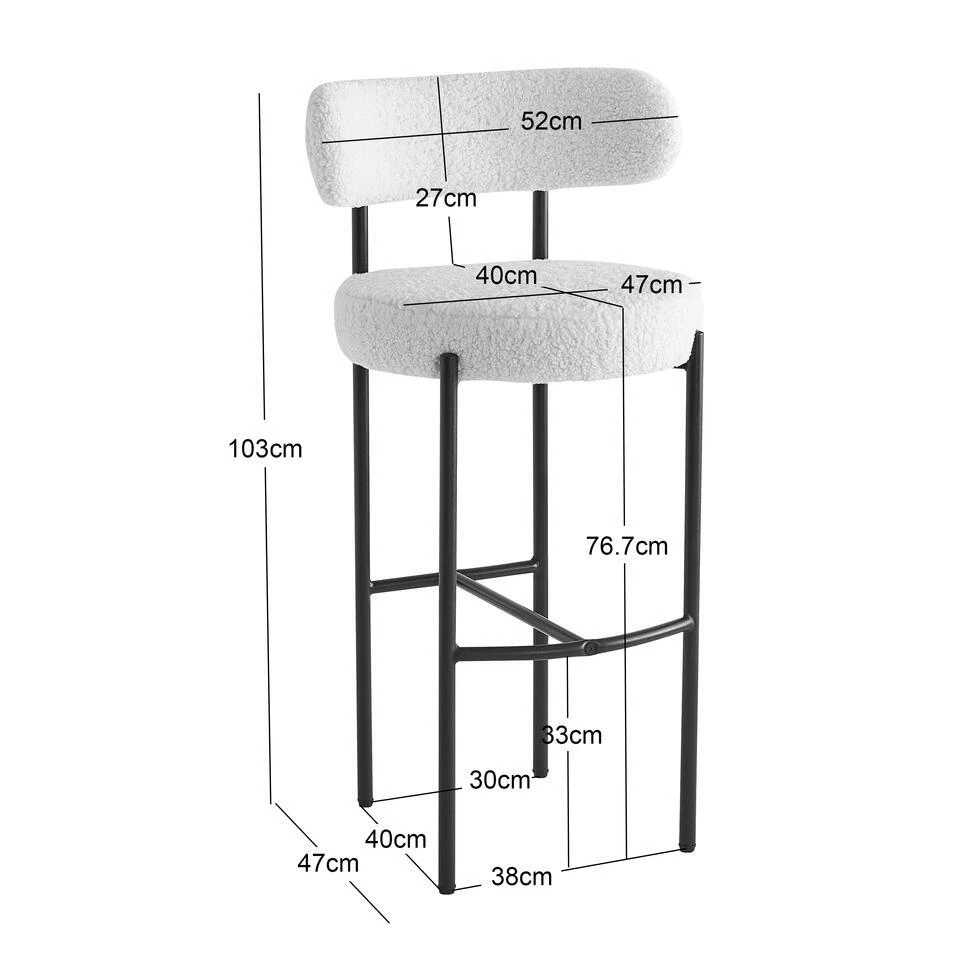 Set Van 2 Metalen Barkrukken Met Witte Lussen 7 Set Van 2 Metalen Barkrukken Met Witte Lussen - Afbeelding 5
