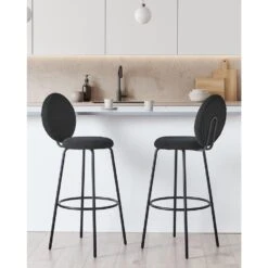 EMERY - Barkruk Set Van 2 - Zwart - Bouclé -Leen Bakker Winkel 4a5a49402345453fa95ba5e5ee1b1a21