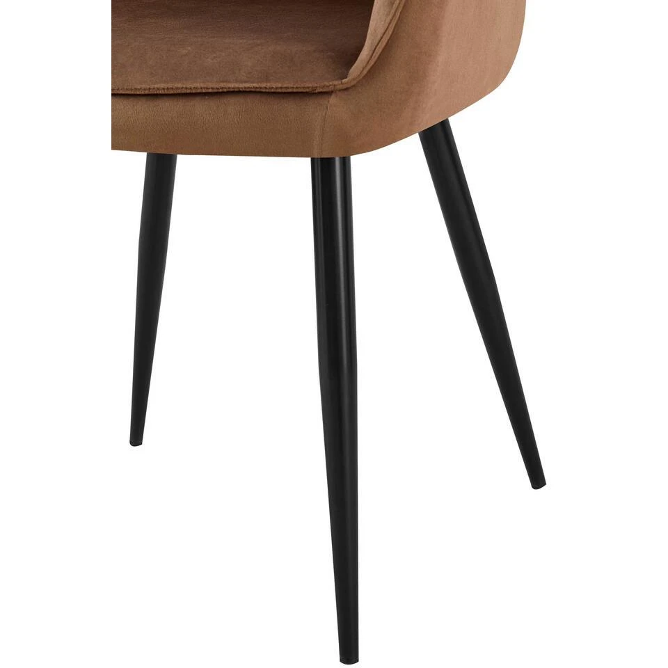CLP Set Van 2 Eetkamerstoel Boise Zwart Frame - Fluweel - Bruin 10 CLP Set Van 2 Eetkamerstoel Boise Zwart Frame - Fluweel - Bruin - Afbeelding 8