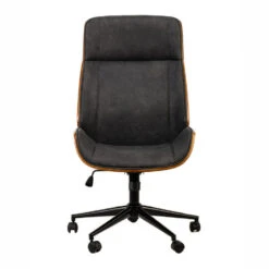 Houten En Zwarte Kunstleren Bureaustoel -Leen Bakker Winkel 51891fa569ca46a2a3751fbdc0c28c29