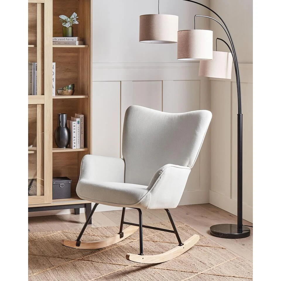 ARSET - Schommelstoel - Gebroken Wit - Bouclé 4 ARSET - Schommelstoel - Gebroken Wit - Bouclé - Afbeelding 2