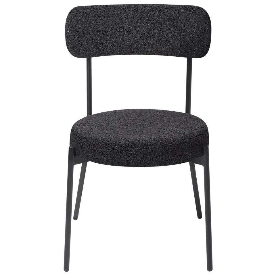 ALLISON - Eetkamerstoel Set Van 2 - Zwart - Bouclé 8 ALLISON - Eetkamerstoel Set Van 2 - Zwart - Bouclé - Afbeelding 6