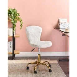 MARGATE - Bureaustoel - Wit - Kunstbont -Leen Bakker Winkel 56416b57794b405081986d6744b87533