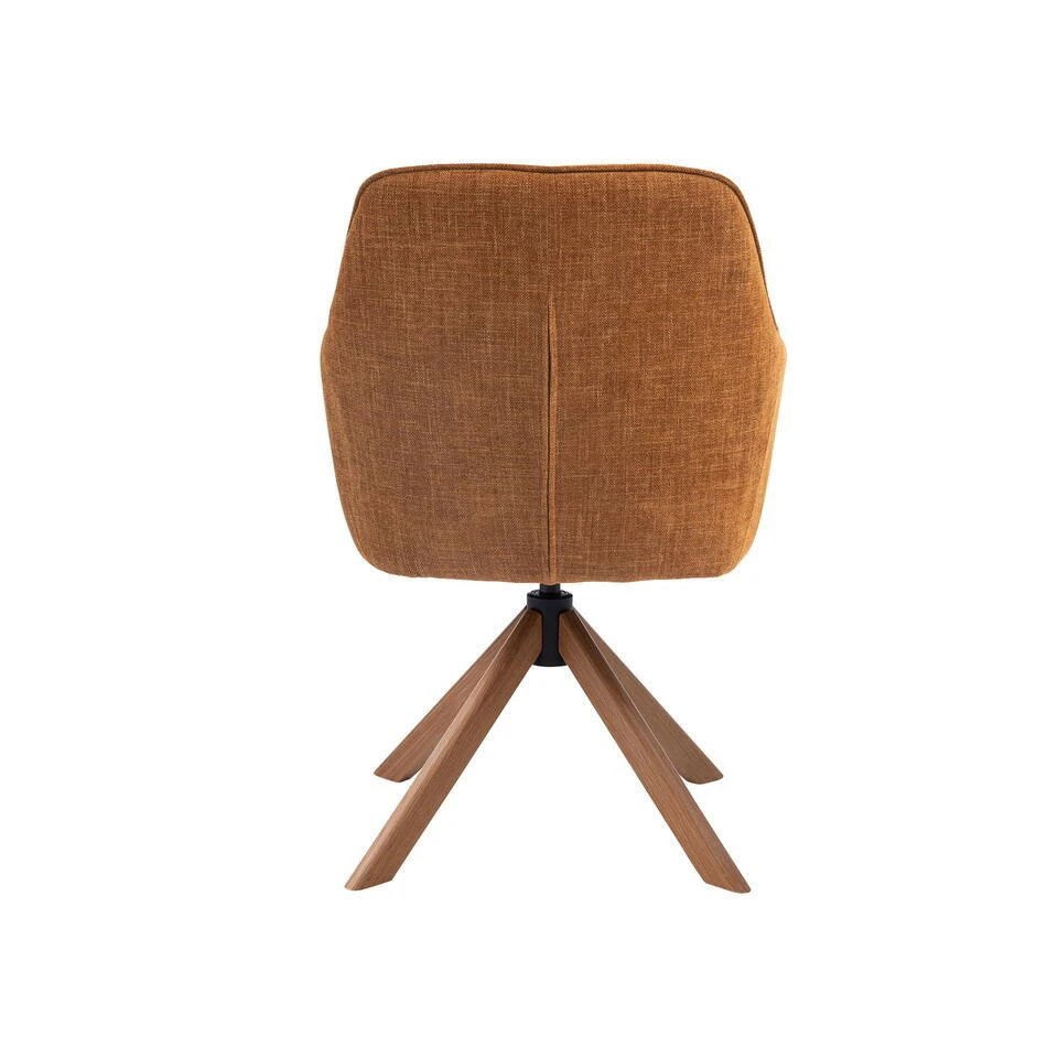 Eetkamerstoel Oranje - Eikenhout - 57x65x86cm - Avola - Set Van 2 7 Eetkamerstoel Oranje - Eikenhout - 57x65x86cm - Avola - Set Van 2 - Afbeelding 5