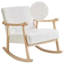 LEKNES - Schommelstoel - Gebroken Wit - Bouclé -Leen Bakker Winkel 575502bad94c4b6ea6c36ce31d327dcd