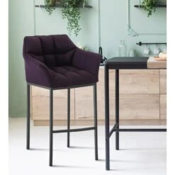 CLP Barkruk Damaso Zwart Frame - Stof - Purper -Leen Bakker Winkel 57646d6c780e41e68059a369955fd97a