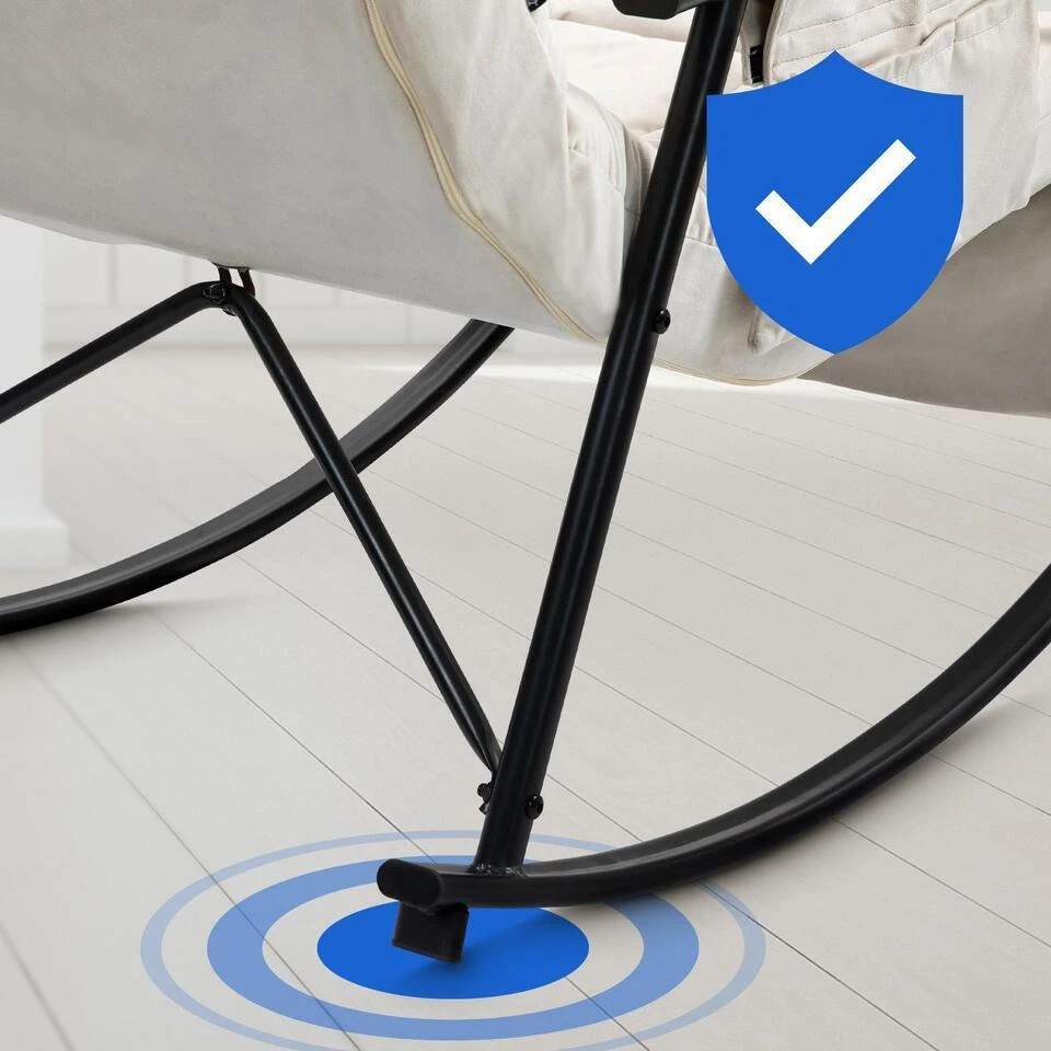 CLP Schommelstoel Cathy Fluweel - Creme 9 CLP Schommelstoel Cathy Fluweel - Creme - Afbeelding 7