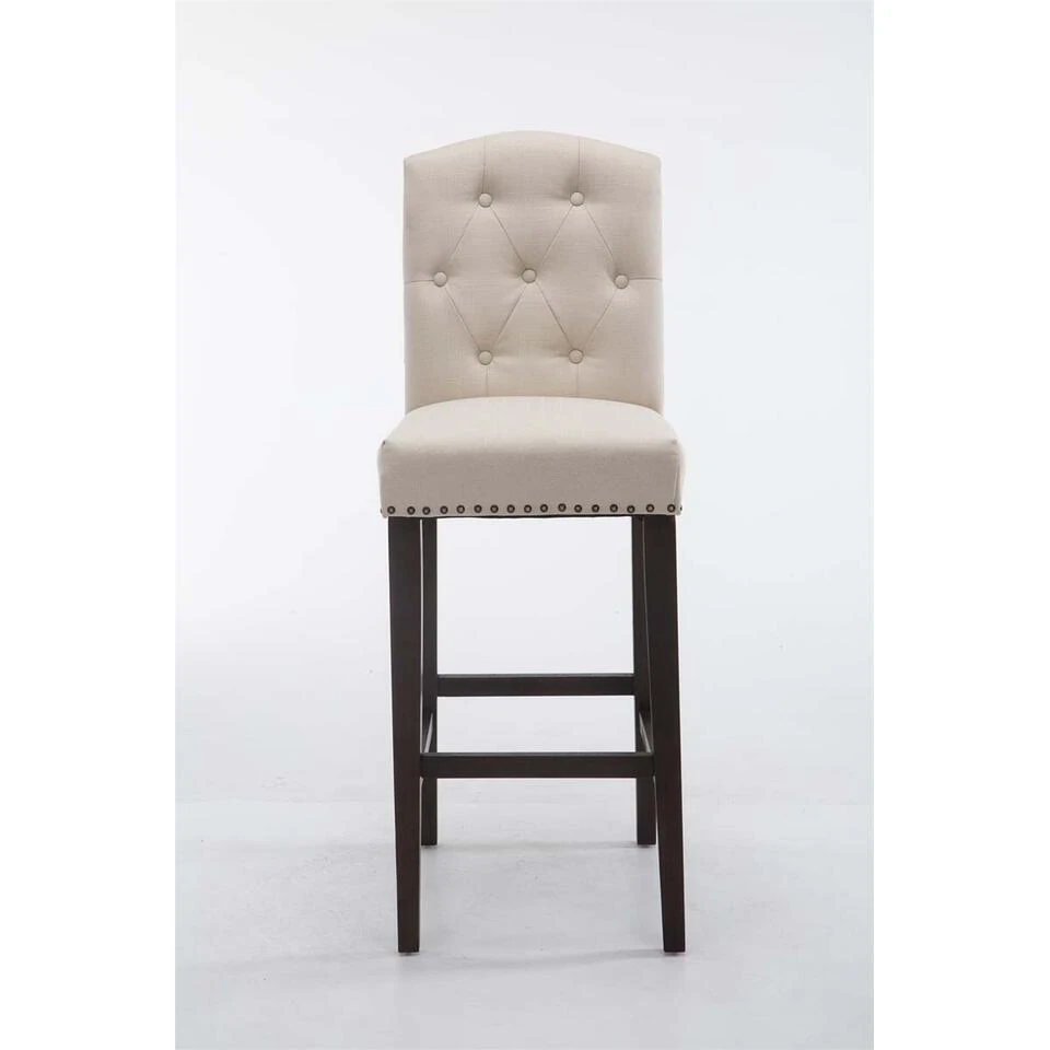 CLP Barkruk Louise Antiek Frame - Stof - Creme 4 CLP Barkruk Louise Antiek Frame - Stof - Creme - Afbeelding 2