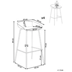 VENLO - Set Van 4 Barstoelen - Wit - Synthetisch Materiaal -Leen Bakker Winkel 594e8d6b455b4954856d1f31d392939e