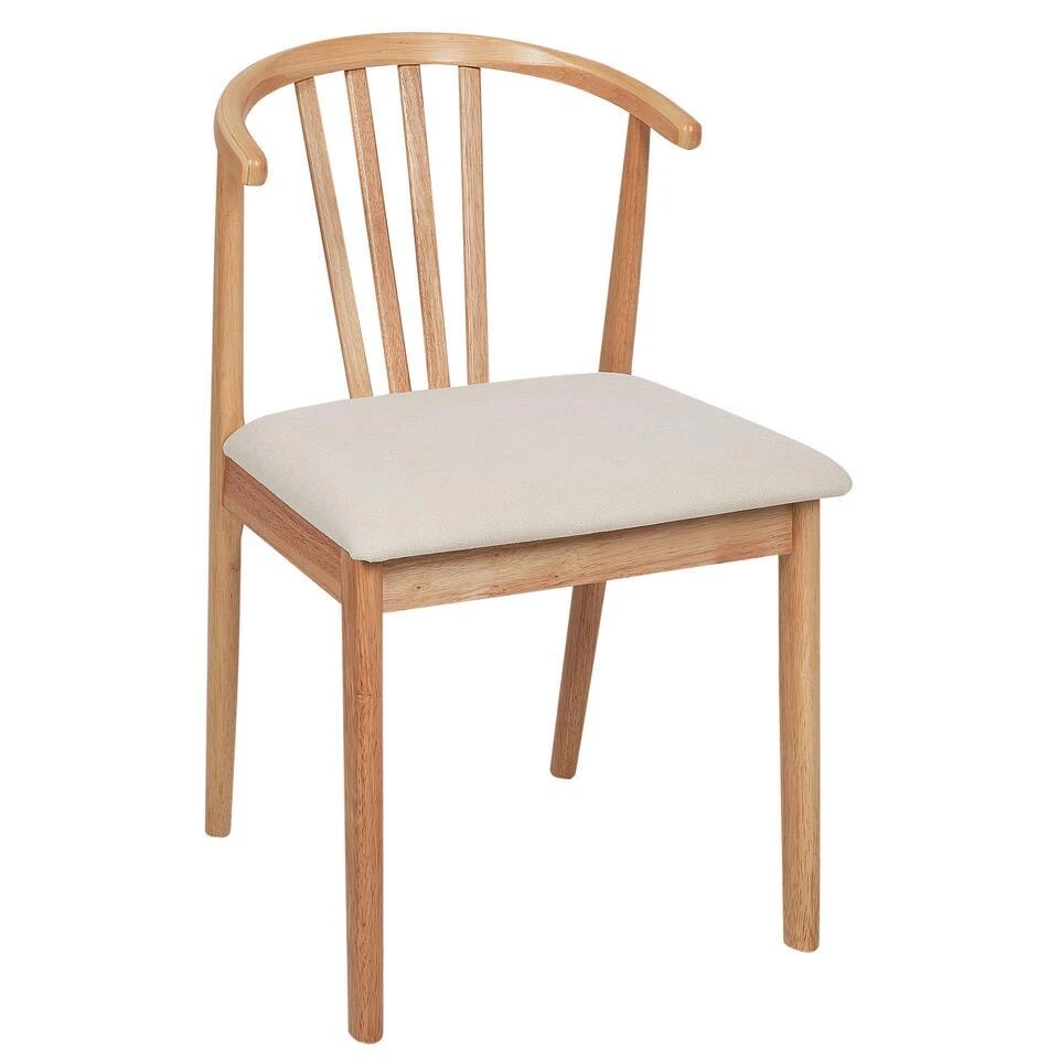 CRAIG - Eetkamerstoel Set Van 2 - Lichtbeige - Licht Hout 9 CRAIG - Eetkamerstoel Set Van 2 - Lichtbeige - Licht Hout - Afbeelding 7