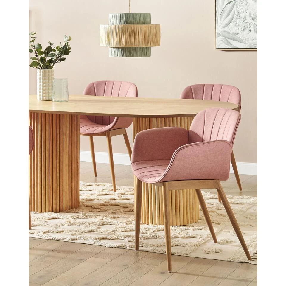 ALICE - Eetkamerstoel Set Van 2 - Roze - Polyester 4 ALICE - Eetkamerstoel Set Van 2 - Roze - Polyester - Afbeelding 2