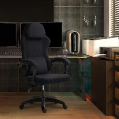 CLP Bureaustoel Miltona Zwart Frame - Stof - Zwart/zwart -Leen Bakker Winkel 5ee66848b03d4ddf9f1cf797373dd1cb