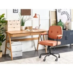 Beliani Bureaustoel PAWNEE - Oranje Kunstleer -Leen Bakker Winkel 5ef8805e0b1341e4afc366efae694dee