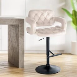 CLP Barkruk Dublin Zwart Frame - Fluweel - Creme -Leen Bakker Winkel 630c433229b24eff87841af252591590