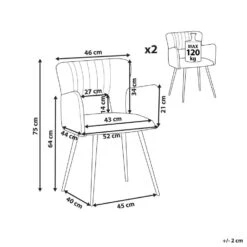 SANILAC - Eetkamerstoel Set Van 2 - Beige - Fluweel -Leen Bakker Winkel 69e657f9ac9a4913a4f610b2a3d3fb3d