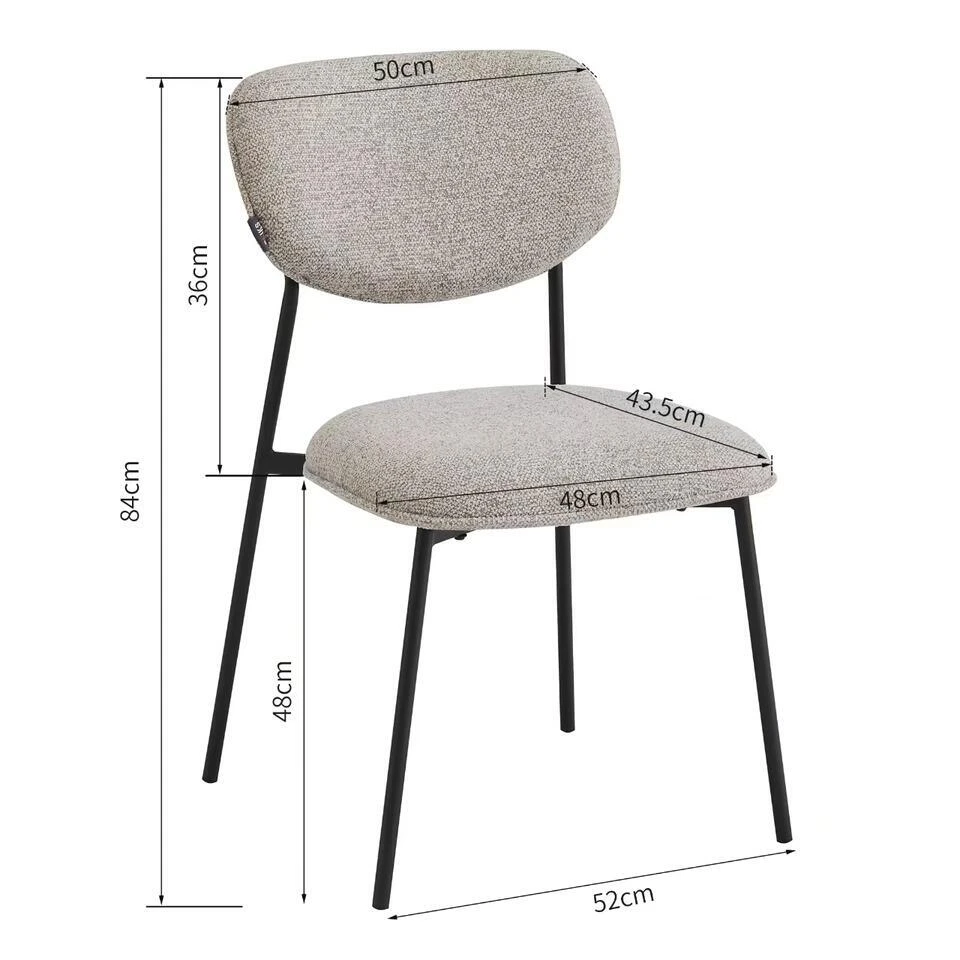 Amalia - Eetkamerstoelen - Set Van 2 - Bruin - Stof 9 Amalia - Eetkamerstoelen - Set Van 2 - Bruin - Stof - Afbeelding 7