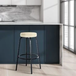 CLP Barkruk Kamari Mat Zwart Frame - Fluweel - Creme -Leen Bakker Winkel 6f999e11220e41728788b99dfcd0aed0