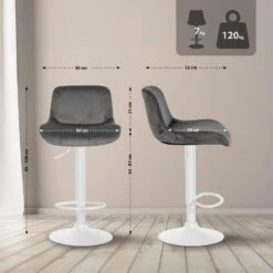 CLP Set Van 2 Barkruk Solon Wit Frame - Fluweel - Donkergrijs -Leen Bakker Winkel 723614f5bc49471197106606ff0faa47