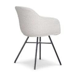 Nolon Noa-Mare Eetkamerstoel Bouclé Beige - Armleuning - Zwarte Poten -Leen Bakker Winkel 73540a16c4654b43aadb779ca169f1b8