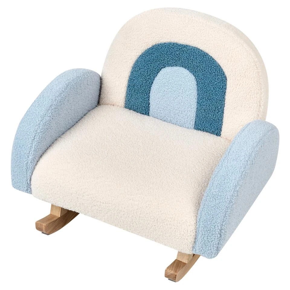 OMBO - Schommelstoel Voor Kinderen - Lichtblauw - Bouclé 10 OMBO - Schommelstoel Voor Kinderen - Lichtblauw - Bouclé - Afbeelding 8