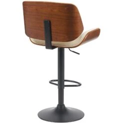 CLP Barkruk Beverley Zwart Frame - Metaal - Walnoot/creme -Leen Bakker Winkel 7674295ec8ed4449be0b8f4d16a06b90