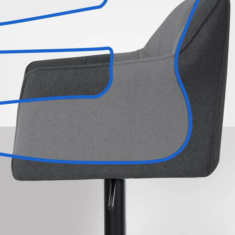 CLP Barkruk Damaso Zwart Frame - Vilt - Antraciet 5 CLP Barkruk Damaso Zwart Frame - Vilt - Antraciet - Afbeelding 3