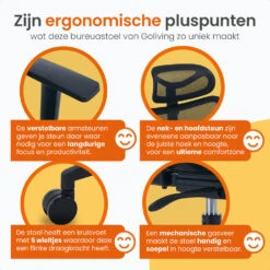 Goliving Ergonomische Bureaustoel - Kantoorstoel - Volwassenen - Zwart -Leen Bakker Winkel 78d078feb1c7493bab7132963d713c9c
