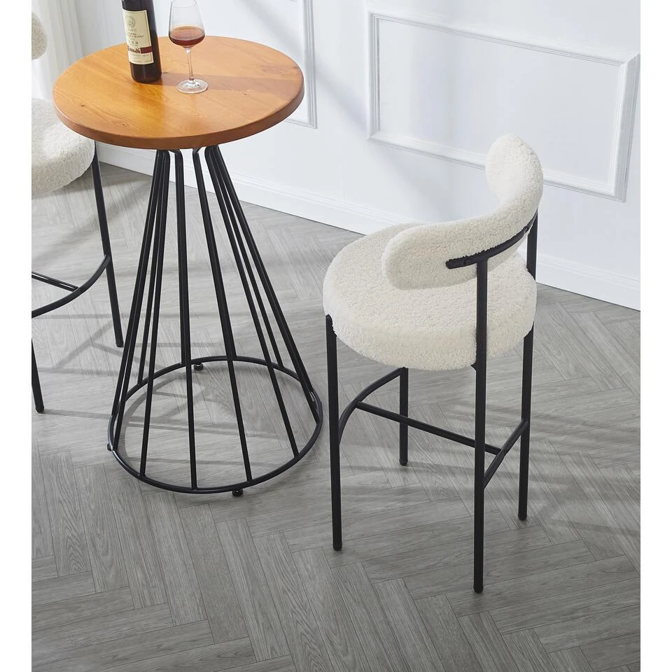 Set Van 2 Metalen Barkrukken Met Witte Lussen 5 Set Van 2 Metalen Barkrukken Met Witte Lussen - Afbeelding 3