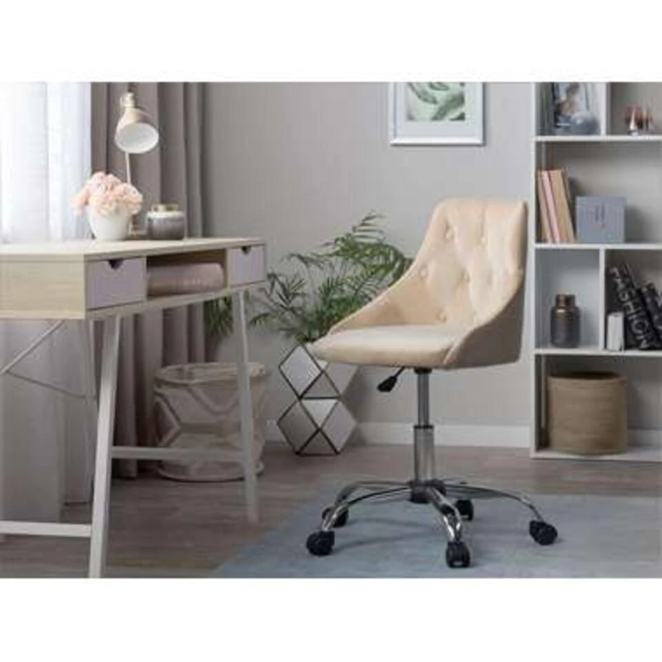 Beliani Bureaustoel PARRISH - Beige Fluweel 4 Beliani Bureaustoel PARRISH - Beige Fluweel - Afbeelding 2