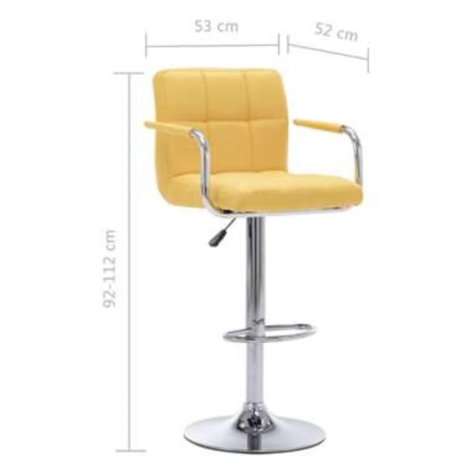 VidaXL - Barstoel - Geel - Stof 8 VidaXL - Barstoel - Geel - Stof - Afbeelding 6