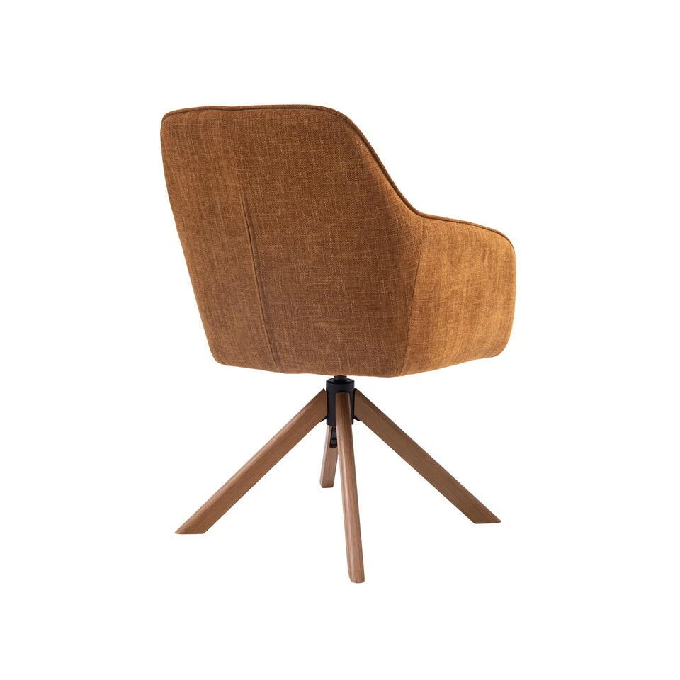 Eetkamerstoel Oranje - Eikenhout - 57x65x86cm - Avola - Set Van 2 6 Eetkamerstoel Oranje - Eikenhout - 57x65x86cm - Avola - Set Van 2 - Afbeelding 4