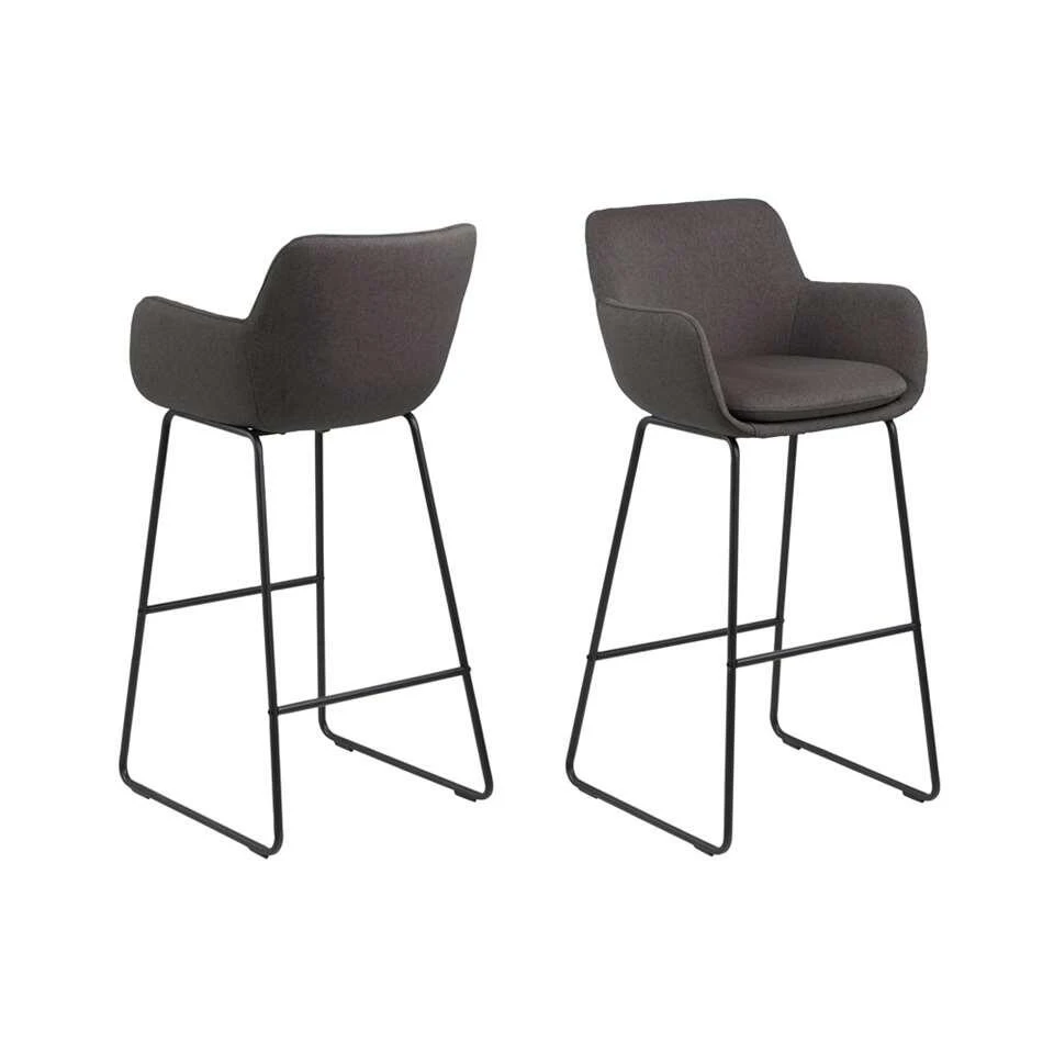 Barkruk Brenne - Grijs - 100x53x52 Cm (2 Stuks) 4 Barkruk Brenne - Grijs - 100x53x52 Cm (2 Stuks) - Afbeelding 2