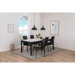 Eetkamerstoel Harsa - Lederlook - Zwart 4 Stuks -Leen Bakker Winkel 81025831 0300