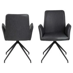 Eetkamerstoel Naro - Lederlook - Zwart