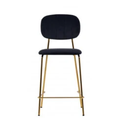 Giga Meubel Barstoel Velvet Zwart - Metaal - 48x55x96cm - Jin Luxe -Leen Bakker Winkel 817e31c6d150438ca197641cc727681b