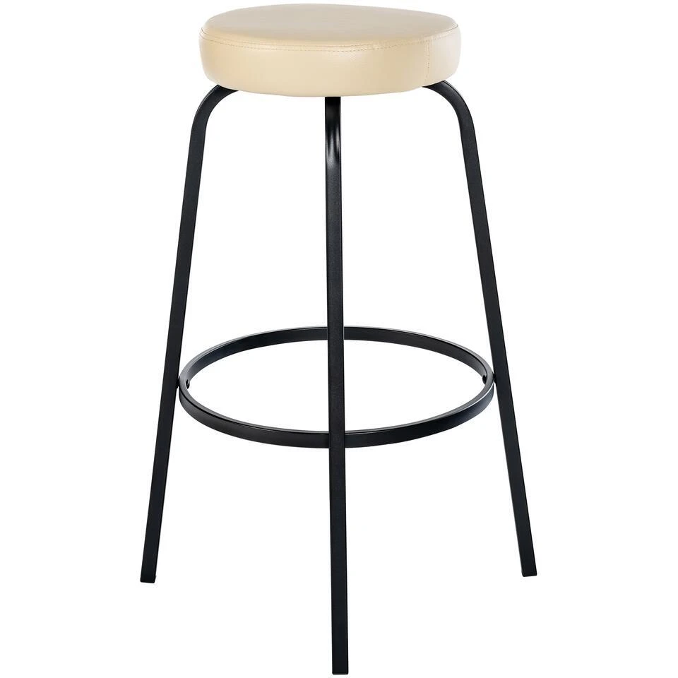 CLP Barkruk Kamari Mat Zwart Frame - Kunstleer - Creme 8 CLP Barkruk Kamari Mat Zwart Frame - Kunstleer - Creme - Afbeelding 6