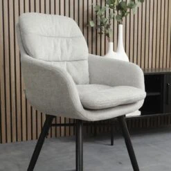 Nolon Nena-Mia Eetkamerstoel Grijs - Armleuning - Zwarte Houten Poten -Leen Bakker Winkel 81d5007f3edb4e79a5fbfe713a6638a9