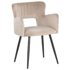 SANILAC - Eetkamerstoel Set Van 2 - Beige - Fluweel -Leen Bakker Winkel 82c9ebb8ba0c410bbf9bbd1907507fa4