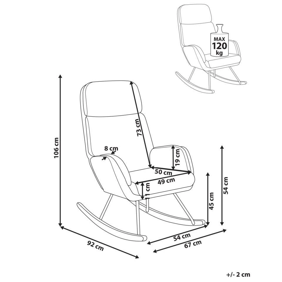 KVELIA - Schommelstoel - Wit - Polyester 6 KVELIA - Schommelstoel - Wit - Polyester - Afbeelding 4