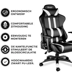 Ocazi Chicago Gaming Stoel - Bureaustoel - Zwart/Wit 11 Ocazi Chicago Gaming Stoel - Bureaustoel - Zwart/Wit -Leen Bakker Winkel 83919307943d4d8f8b82a4b3c7fa4ce0