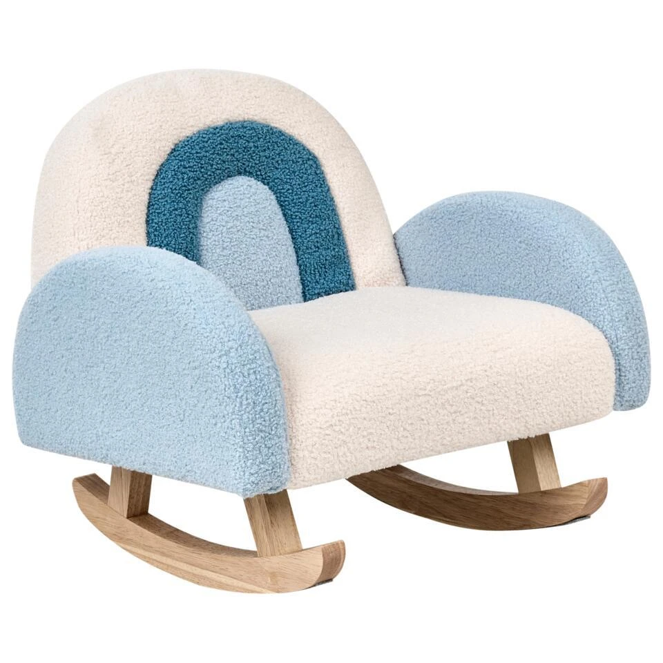 OMBO - Schommelstoel Voor Kinderen - Lichtblauw - Bouclé 7 OMBO - Schommelstoel Voor Kinderen - Lichtblauw - Bouclé - Afbeelding 5