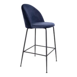 Giga Meubel Barstoel Velvet Blauw/Zwart - Zithoogte 77cm -Leen Bakker Winkel 84b2a5a1b7794773b8b14bab4028df03